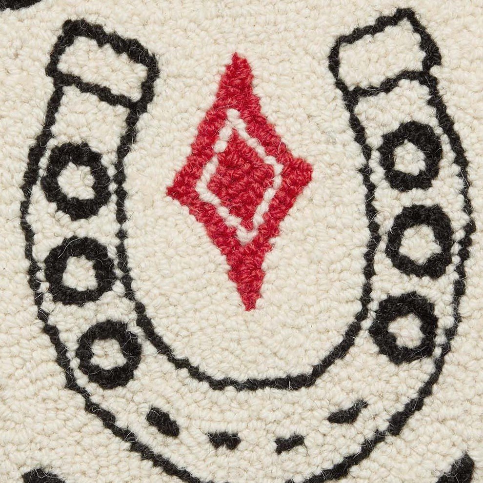 Good Luck Hooked Wool Throw Pillow, close-up detail