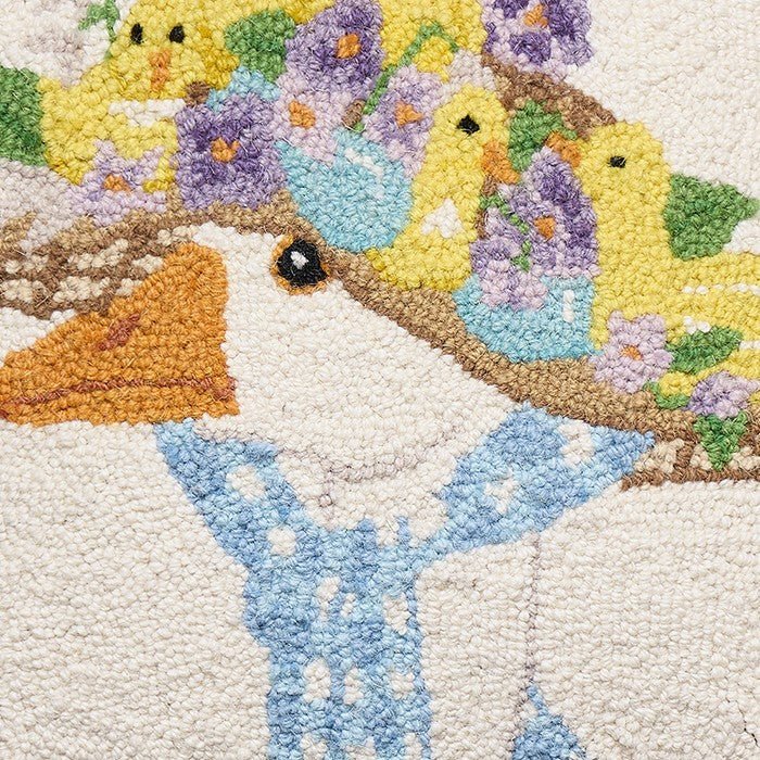 Goose Hooked Wool Throw Pillow, close-up detail