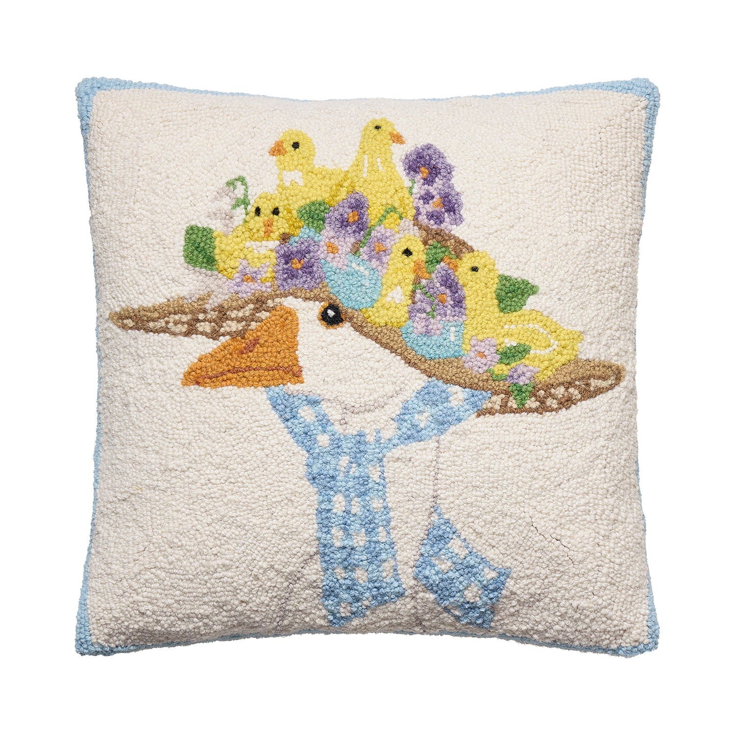 Goose Hooked Wool Throw Pillow, 18x18 inch, front view