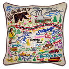 Great Smoky Mountains hand-embroidered throw pillow with artisan decorative design