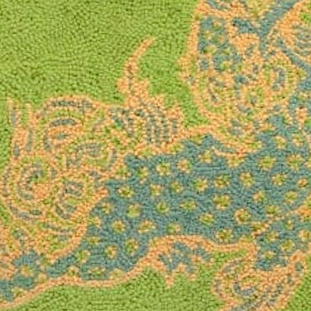 Green Dragon Seaglass Dunmore Wool Hooked pillow fabric closeup showing hand-embroidered needlepoint wool texture and color detail