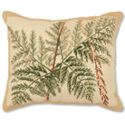 Green Fern Boho Artisan needlepoint throw pillow with botanical floral design