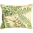Green Fern Boho needlepoint throw pillow with botanical floral design