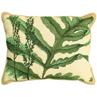 Green Fern Plant Designer needlepoint throw pillow with artisan decorative design