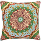 Green Gold Abstract needlepoint throw pillow with botanical floral design