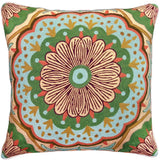 Green Gold Abstract needlepoint throw pillow with botanical floral design