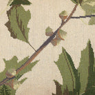 Hand-stitched wool detail of Green Oak Leaves Handmade needlepoint pillow showing intricate weave pattern and texture