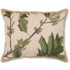 Green Oak Leaves Handmade needlepoint throw pillow with artisan decorative design