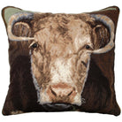 Green Pasture Bull With needlepoint throw pillow with artisan decorative design
