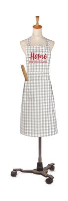 Grey Plaid Home Christmas Apron, 28x34 inch, front view
