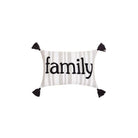 Grey Stripe Family Crewel Embroidered Throw Pillow, 8x12 inch, front view