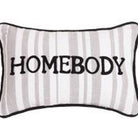 Grey Stripe Homebody Crewel Embroidered Throw Pillow, close-up detail