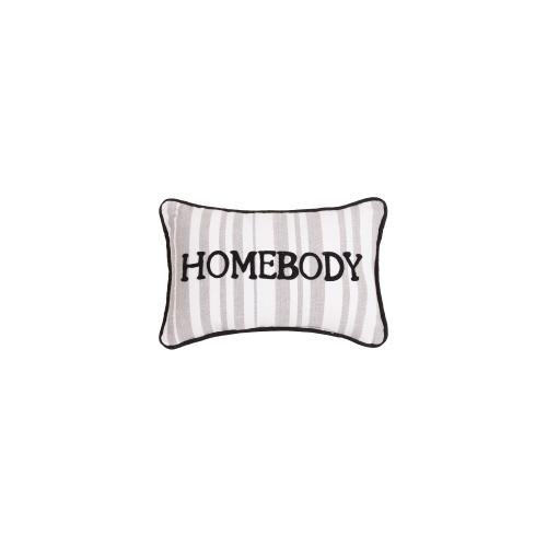 Grey Stripe Homebody Crewel Embroidered Throw Pillow, 8x12 inch, front view