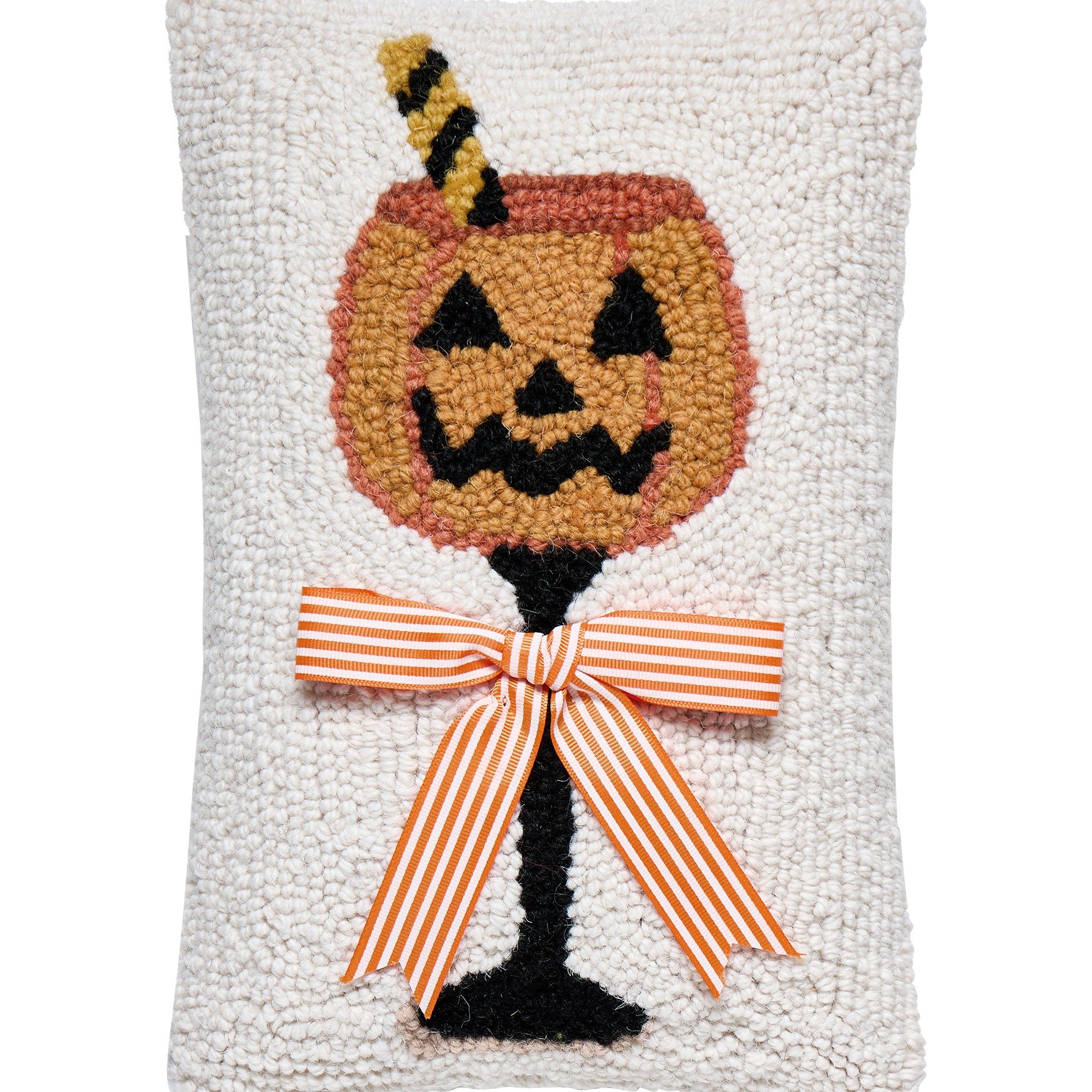 Halloween Drink Hooked Wool Throw Pillow, close-up detail