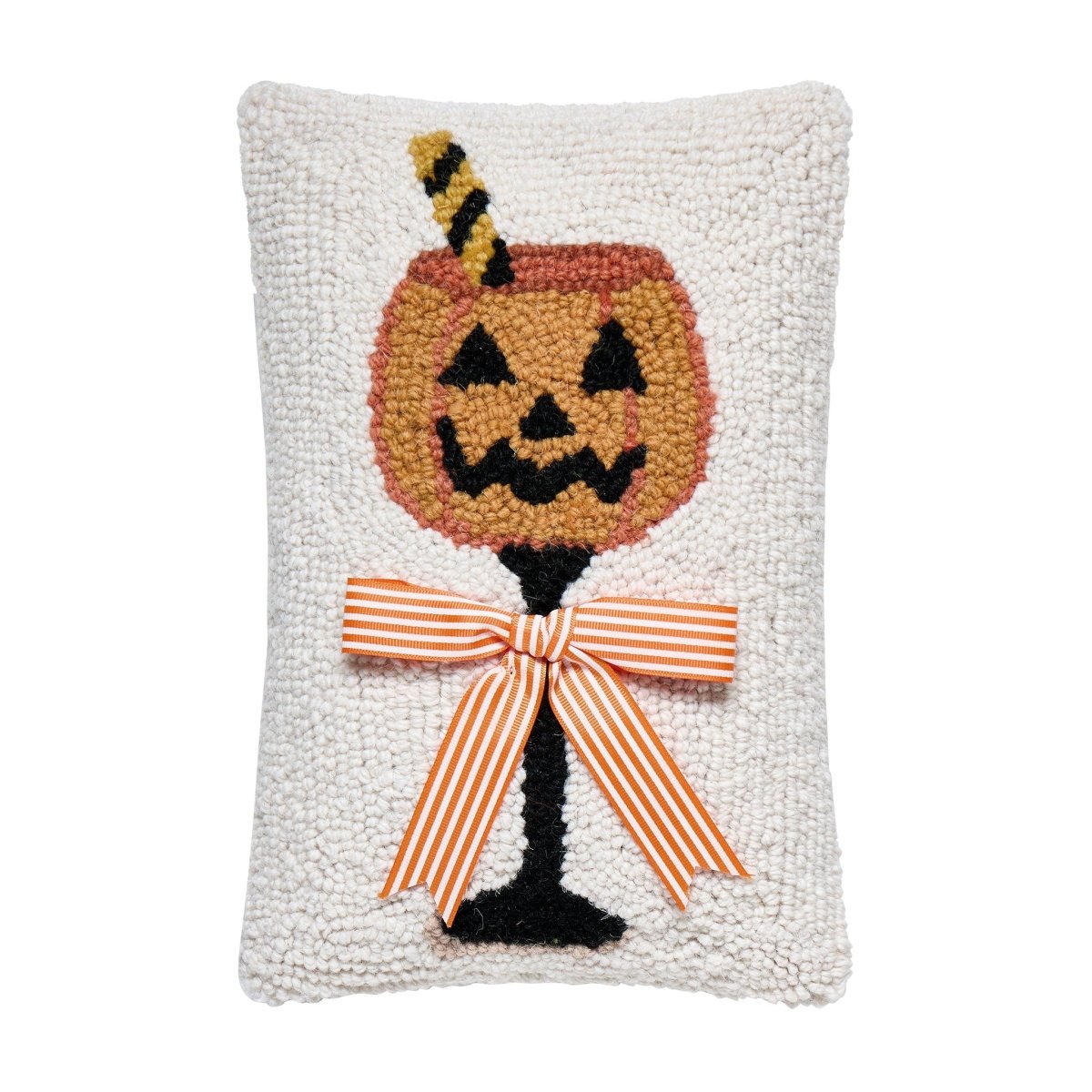 Halloween Drink Hooked Wool Throw Pillow, 8x12 inch, front view