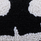 Closeup of Halloween Scary Face Hooked Wool Throw Pillow showing stitch texture and craftsmanship detail