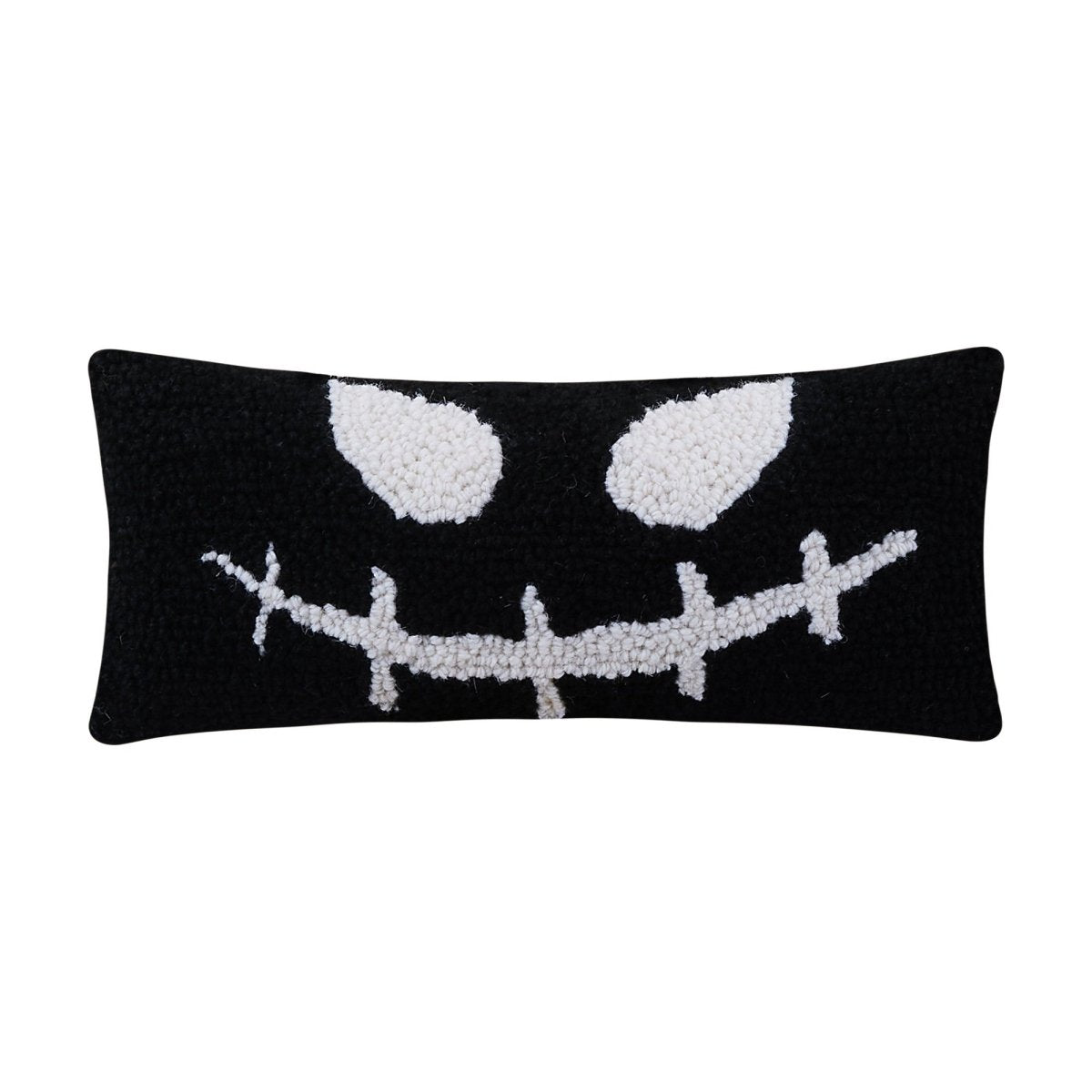 Halloween Scary Face Hooked Wool Throw Pillow, 12x5 inch, front view