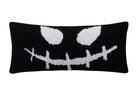 Halloween Scary Face Hooked Wool Throw Pillow, 12x5 inch, front view