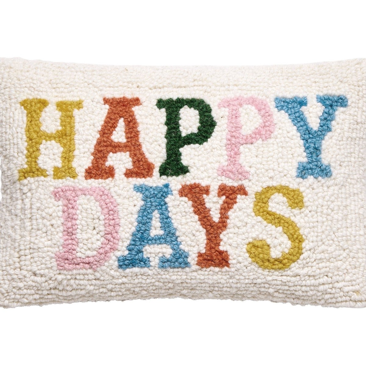 Happy Days Hooked Wool Throw Pillow, close-up detail