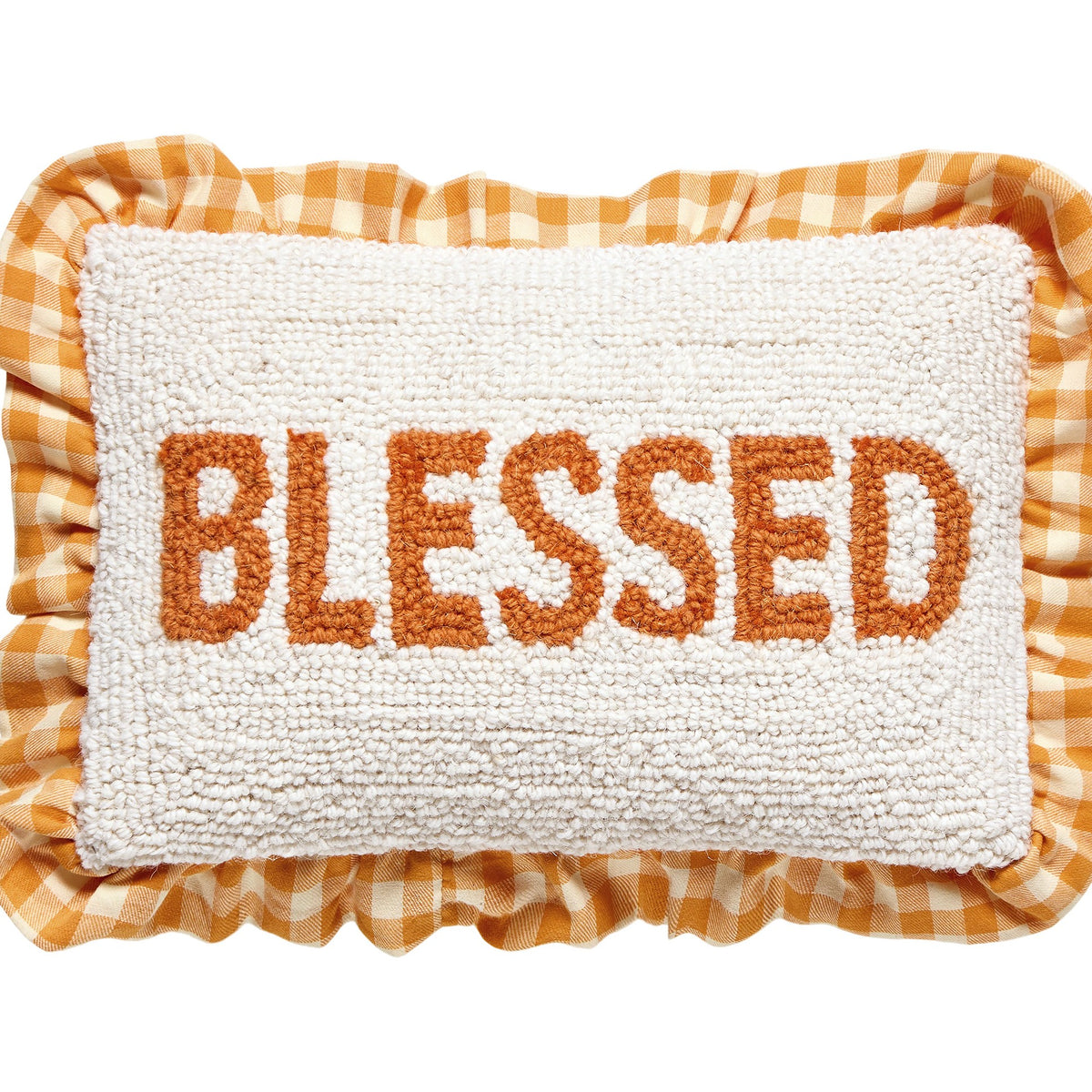 Harvest Blessed Hooked Wool Fall Harvest Throw Pillow, close-up detail
