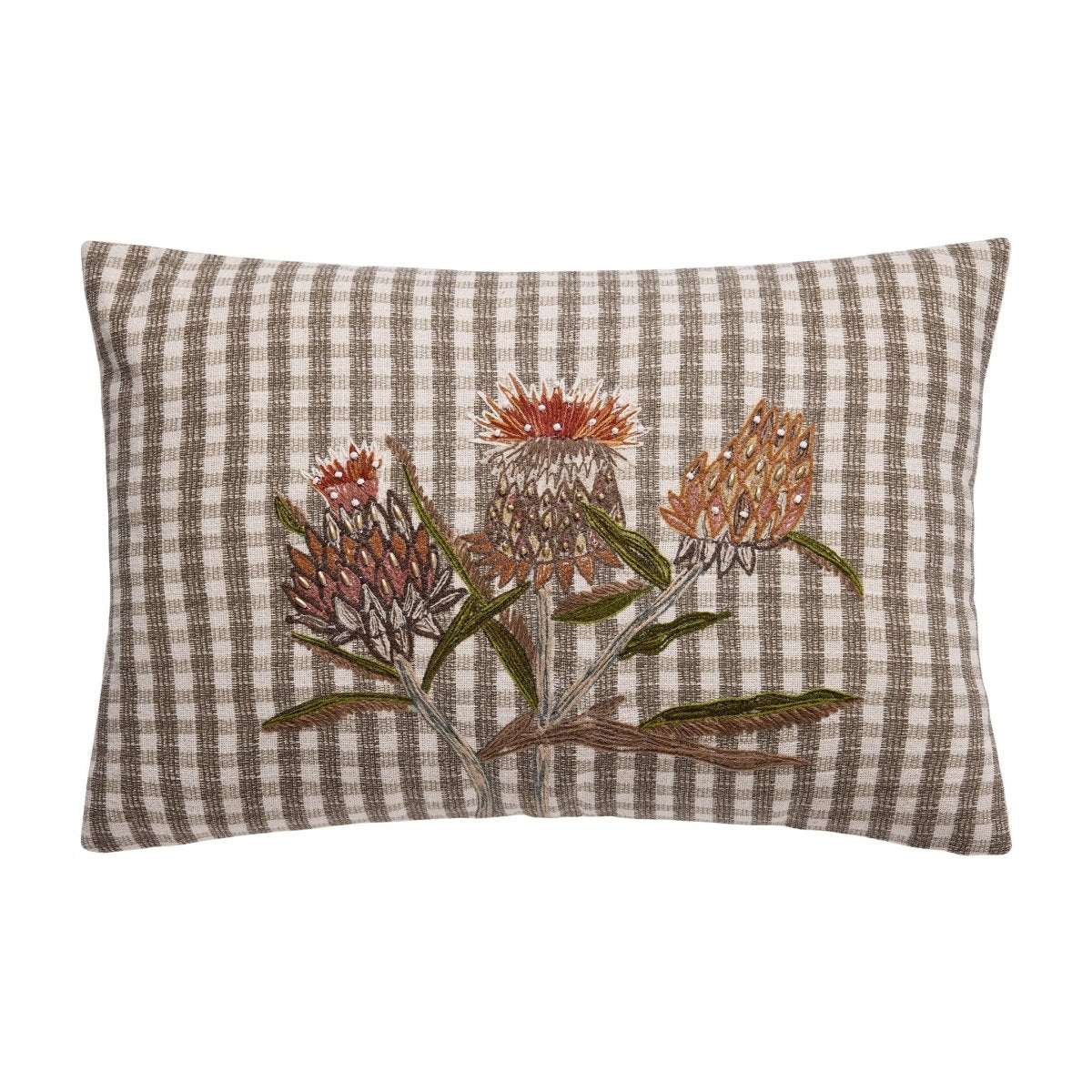 Harvest Flower Embroidered Fall Harvest Throw Pillow, 12x18 inch, front view