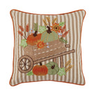 Harvest Pumpkin Cart Embroidered Fall Harvest Throw Pillow, 16x16 inch, front view