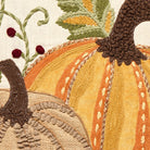 Harvest Pumpkin Duo Embroidered Fall Harvest Throw Pillow, close-up detail