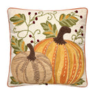 Harvest Pumpkin Duo Embroidered Fall Harvest Throw Pillow, 16x16 inch, front view