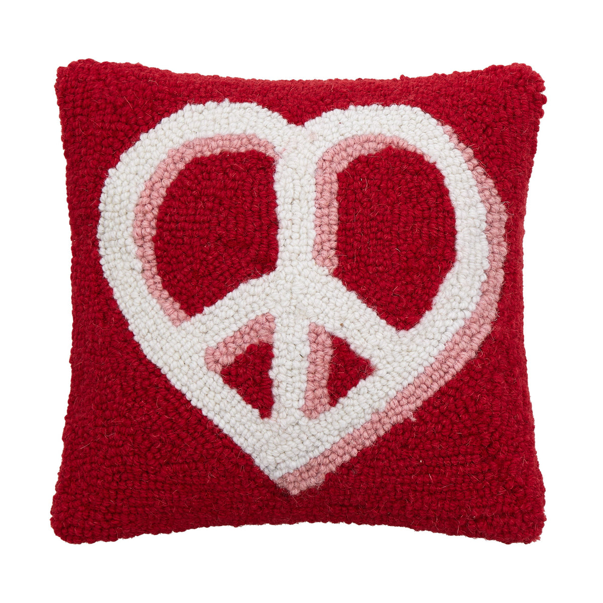 Heart Anchor Hooked Wool Throw Pillow, 10x10 inch, front view