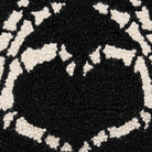 Heart Skeleton Hand Hooked Wool Halloween Throw Pillow, close-up detail