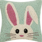 Hello Easter Bunny Hooked Wool Throw Pillow, close-up detail