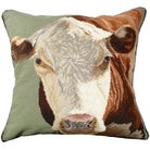 Hereford Cow Farm Animal needlepoint throw pillow with artisan decorative design