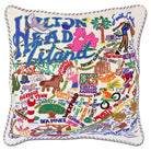 Hilton Head Island hand-embroidered throw pillow with artisan decorative design