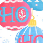 Closeup of Ho Ho Ho with Pom Poms Christmas Kitchen Towel showing print and fabric detail