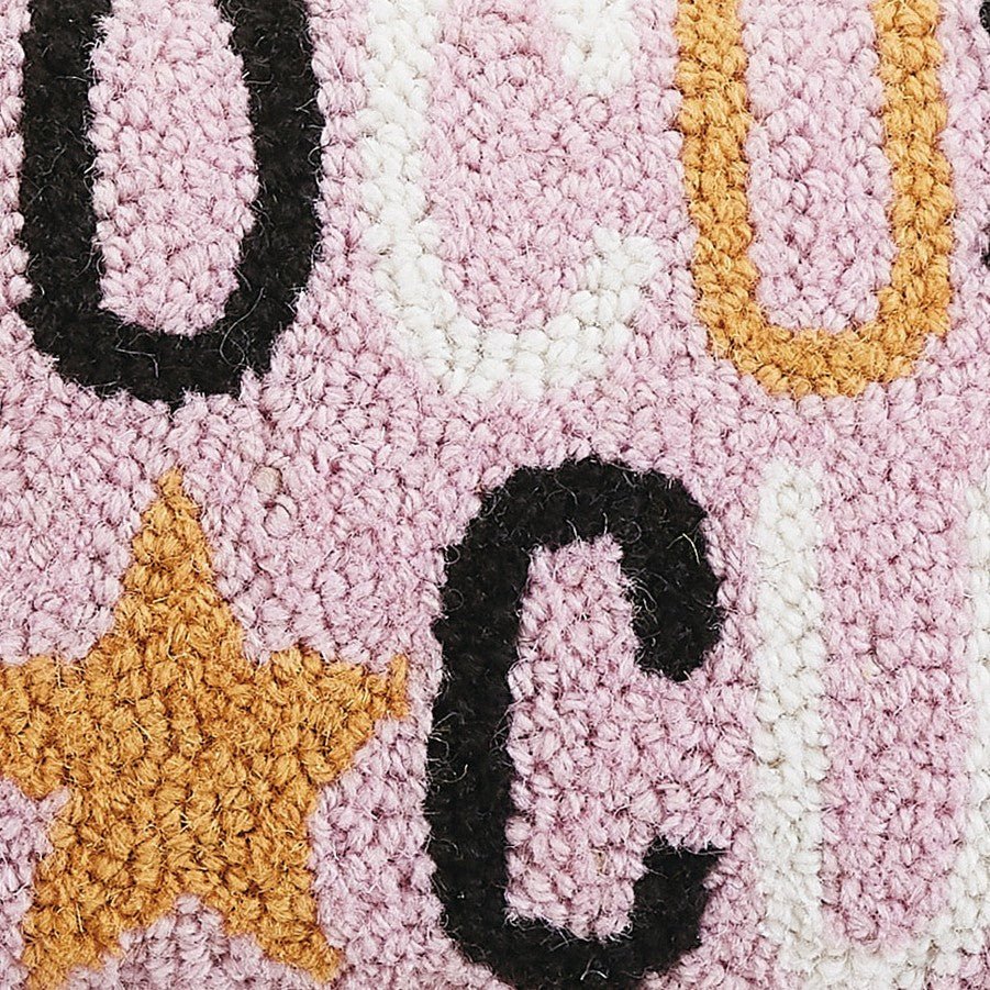Hocus Pocus Hooked Wool Halloween Throw Pillow, close-up detail