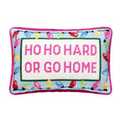 Hoho Hard Go Home Embroidered Needlepoint Christmas Throw Pillow, 8x12 inch, front view