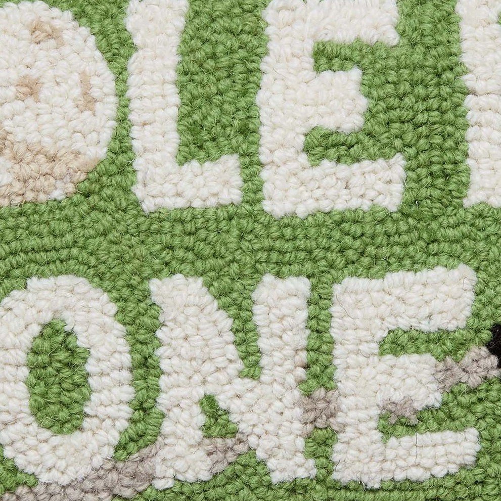 Hole in One Hooked Wool Throw Pillow, close-up detail