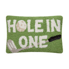 Hole in One Hooked Wool Throw Pillow, 8x12 inch, front view
