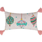 Holiday Bright's Ornaments with Tassels Embroidered Throw Pillow, close-up detail