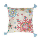 Holiday Bright's Snowflake with Tassels Embroidered Throw Pillow, 16x16 inch, front view
