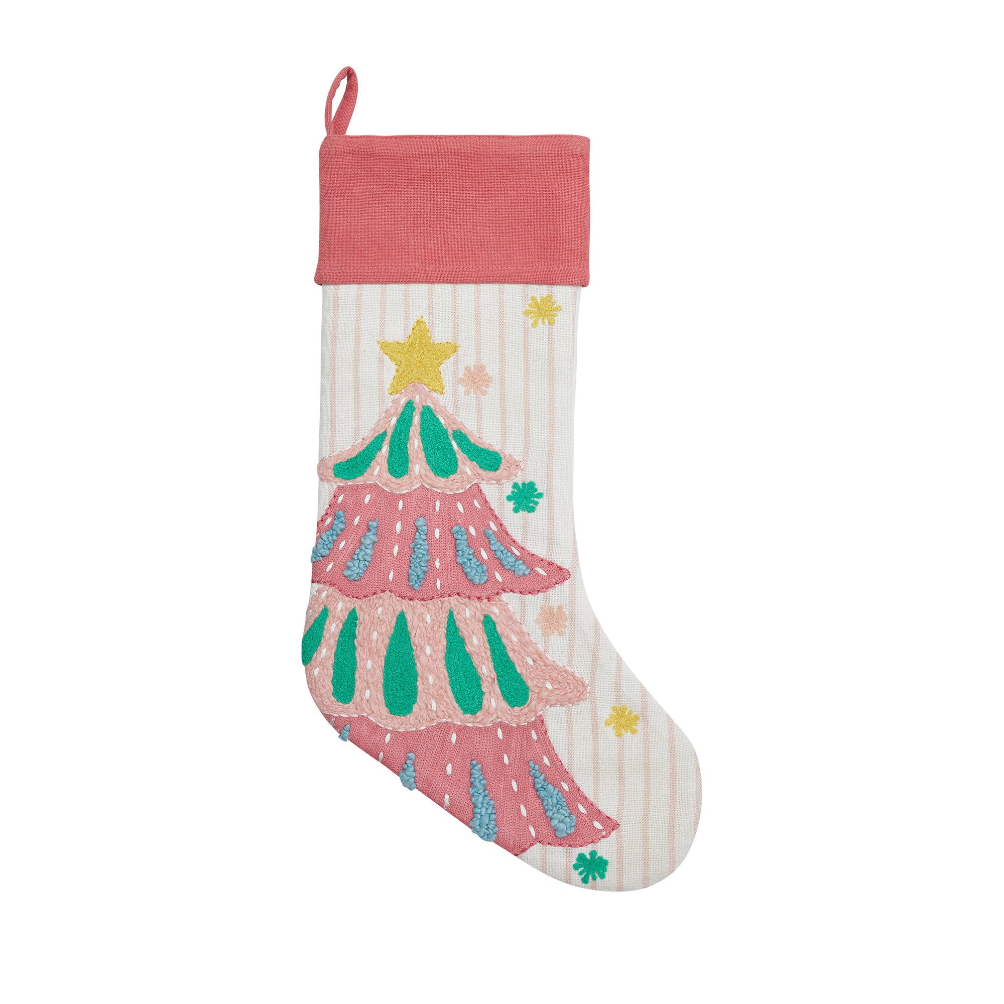 Holiday Bright's Tree Embroidered Christmas Stocking, 11x20 inch, front view