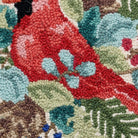 Holiday Cardinal Hooked Wool Throw Pillow, close-up detail