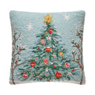 Holiday Christmas Tree Hooked Wool Throw Pillow, 18x18 inch, front view