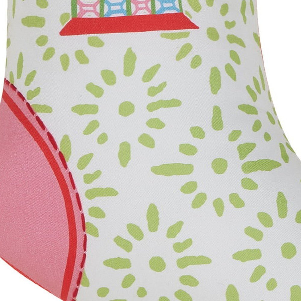 Closeup of Holiday Follies Embroidered Christmas Stocking showing stitch texture and craftsmanship detail