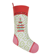 Holiday Follies Embroidered Christmas Stocking, 8x20 inch, front view