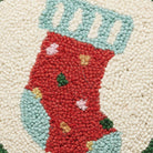 Holiday Frames Hooked Wool Christmas Throw Pillow, close-up detail