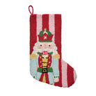 Holiday Frames Nutcracker Hooked Wool Christmas Stocking, 12x20 inch, front view