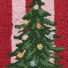 Closeup of Holiday Frames Tree Hooked Wool Christmas Stocking showing stitch texture and craftsmanship detail