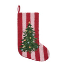 Holiday Frames Tree Hooked Wool Christmas Stocking, 12x20 inch, front view
