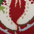 Holiday Ice Skates Hooked Wool Christmas Throw Pillow, close-up detail
